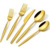 imageKINGSTONE Silverware Set 60Piece Flatware Set Cutlery Set Premium 1810 Stainless Steel Tableware Include Forks Knives Spoons for Home Kitchen Restaurant Wedding Dishwasher SafeGoldGold