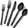 imageKINGSTONE Silverware Set Luxury 30 Piece Flatware Set for 6 1810 Stainless Steel Cutlery Set with Diamond Cut Pattern for Kitchen Home Wedding Party Mirror Polished and Dishwasher SafeBlack