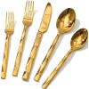 imageKINGSTONE Silverware Set Luxury 30 Piece Flatware Set for 6 1810 Stainless Steel Cutlery Set with Diamond Cut Pattern for Kitchen Home Wedding Party Mirror Polished and Dishwasher SafeGold