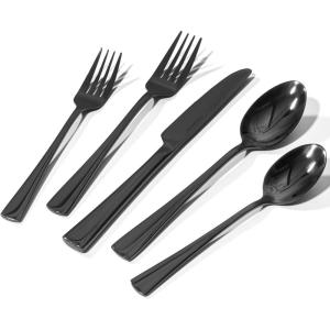 imageKINGSTONE 1810 Stainless Steel Flatware 20Piece Forged Silverware Set for 4 Mirror Polished Cutlery Set Dishwaher Safe for Home Restaurant Wedding PartyBlack