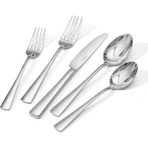 imageKINGSTONE 1810 Stainless Steel Flatware 20Piece Forged Silverware Set for 4 Mirror Polished Cutlery Set Dishwaher Safe for Home Restaurant Wedding PartySilver