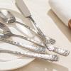 imageKINGSTONE Hammered 8Piece Serving Utensil Set 1810 Stainless Steel Flatware for Catering Party Include Spoons Slotted Spoon Fork Butter Knife  Mirror Finish ampamp Dishwasher SafeSliver