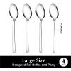 imageKINGSTONE Large Hostess Serving Utensils 4 Piece Set 1810 Stainless Steel Heavy Duty 984inch Spoons for Buffet Wedding Party Catering Dishwasher Safe