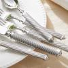 imageKINGSTONE Retro RopePattern Silverware Set 20Piece Flatware Set Cutlery Set Forged with Handcrafted Texture Handles 1810 Stainless Steel Dishwasher SafeSilver