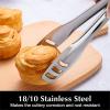 imageKINGSTONE Serving Tongs 4 Piece1810 Stainless Steel 1062inch Kitchen Tongs For Serving FoodBuffet Wedding Party Catering Food SaladCakeBread BBQ with Locking