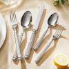 imageKINGSTONE Silverware Set 1810 Stainless Steel Flatware Set  Roman Column Embossed Thick Handle for Wedding Home Restaurant Camping and Party Mirror Polish ampamp Dishwasher Safe 40PieceSliver