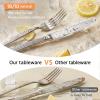 imageKINGSTONE Silverware Set 1810 Stainless Steel Flatware Set  Roman Column Embossed Thick Handle for Wedding Home Restaurant Camping and Party Mirror Polish ampamp Dishwasher Safe 40PieceSliver