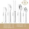 imageKINGSTONE Silverware Set 1810 Stainless Steel Flatware Set  Roman Column Embossed Thick Handle for Wedding Home Restaurant Camping and Party Mirror Polish ampamp Dishwasher Safe 40PieceSliver