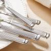 imageKINGSTONE Silverware Set 1810 Stainless Steel Flatware Set  Roman Column Embossed Thick Handle for Wedding Home Restaurant Camping and Party Mirror Polish ampamp Dishwasher Safe 40PieceSliver
