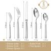 imageKINGSTONE Silverware Set 1810 Stainless Steel Flatware Set  Roman Column Embossed Thick Handle for Wedding Home Restaurant Camping and Party Mirror Polish ampamp Dishwasher Safe 40PieceSliver