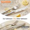imageKingstone Hammered Silverware Set 20Piece Flatware Set for 4 1810 Stainless Steel Heavy Duty Cutlery Set Mirror Polished Utensil Sets for Home Restaurant wedding Dishwasher SafeSliver