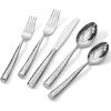 imageKingstone Hammered Silverware Set 20Piece Flatware Set for 4 1810 Stainless Steel Heavy Duty Cutlery Set Mirror Polished Utensil Sets for Home Restaurant wedding Dishwasher SafeSliver