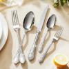 imageKINGSTONE Vintage Silverware Set 20Piece 1810 Stainless Steel Silverware Set for 4 with Floral Handles Design Mirror Polished Utensil Sets for Home Restaurant WeddingDishwasher SafeSilver