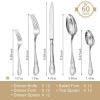 imageKINGSTONE Vintage Silverware Set 20Piece 1810 Stainless Steel Silverware Set for 4 with Floral Handles Design Mirror Polished Utensil Sets for Home Restaurant WeddingDishwasher SafeSilver