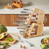 imageKINGSTONE Kitchen Knife Set with Block 14 Pcs German Stainless Steel Knife Set with Builtin Sharpener Dishwasher Safe Knife Block Setnatural 14pcsNatural