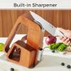 imageKINGSTONE Kitchen Knife Set with Block 14 Pcs German Stainless Steel Knife Set with Builtin Sharpener Dishwasher Safe Knife Block Setnatural 14pcsWalnut