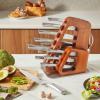 imageKINGSTONE Kitchen Knife Set with Block 14 Pcs German Stainless Steel Knife Set with Builtin Sharpener Dishwasher Safe Knife Block Setnatural 14pcsWalnut