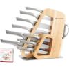 imageKINGSTONE Kitchen Knife Set with Block 14 Pcs German Stainless Steel Knife Set with Builtin Sharpener Dishwasher Safe Knife Block Setnatural 14pcsNatural