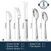 imageKINGSTONE 60Piece Silverware Set 1810 Stainless Steel Flatware Set  Luxury Elegant Striped Cutlery with Dishwasher Safe Durable for Family Dining Catering Weddings Anniversaries GiftSilver