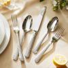 imageKINGSTONE 60Piece Silverware Set 1810 Stainless Steel Flatware Set  Luxury Elegant Striped Cutlery with Dishwasher Safe Durable for Family Dining Catering Weddings Anniversaries GiftSilver