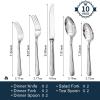 imageKINGSTONE 60Piece Silverware Set 1810 Stainless Steel Flatware Set  Luxury Elegant Striped Cutlery with Dishwasher Safe Durable for Family Dining Catering Weddings Anniversaries GiftSilver