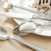 imageKINGSTONE 60Piece Silverware Set 1810 Stainless Steel Flatware Set  Luxury Elegant Striped Cutlery with Dishwasher Safe Durable for Family Dining Catering Weddings Anniversaries GiftSilver