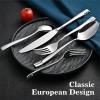 imageKINGSTONE Flatware Set 40Piece Luxury Silverware Set for 8 1810 Stainless Steel Cutlery Utensils Sets with European Design Pure Hand Mirror Polished Perfect for Family ampamp Parties Dishwasher Safe20Piece