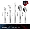 imageKINGSTONE Silverware Set  20 Piece Flatware Set Premium Stainless Steel Cutlery with Bead Edge Matte Finished for Home Party Wedding