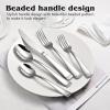 imageKINGSTONE Silverware Set 40 Piece Flatware Set for 8 Premium Stainless Steel Cutlery Set with Bead Edge Mirror Polished Kitchen Utensil Set for Home Party Wedding