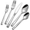 imageKINGSTONE Flatware Set 40Piece Luxury Silverware Set for 8 1810 Stainless Steel Cutlery Utensils Sets with European Design Pure Hand Mirror Polished Perfect for Family ampamp Parties Dishwasher Safe20Piece